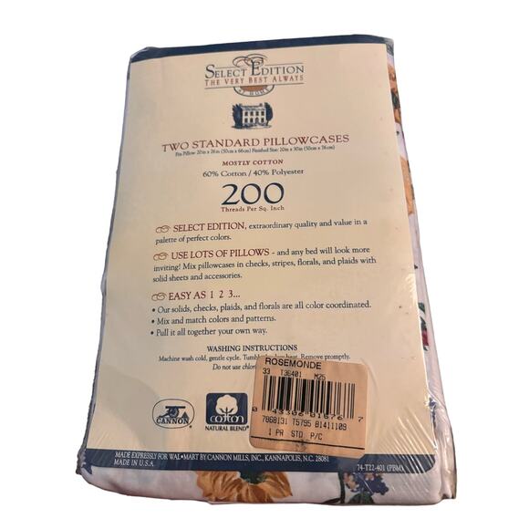 Select Edition Two Standard Pillowcases, Rosemonde Design, 200 Thread Count, NWT - Picture 2 of 2